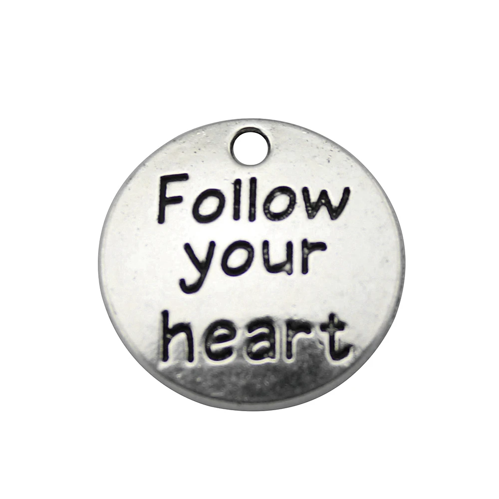 Components Follow Your Heart Charms Jewelry Pendants 20x20mm 10pcs