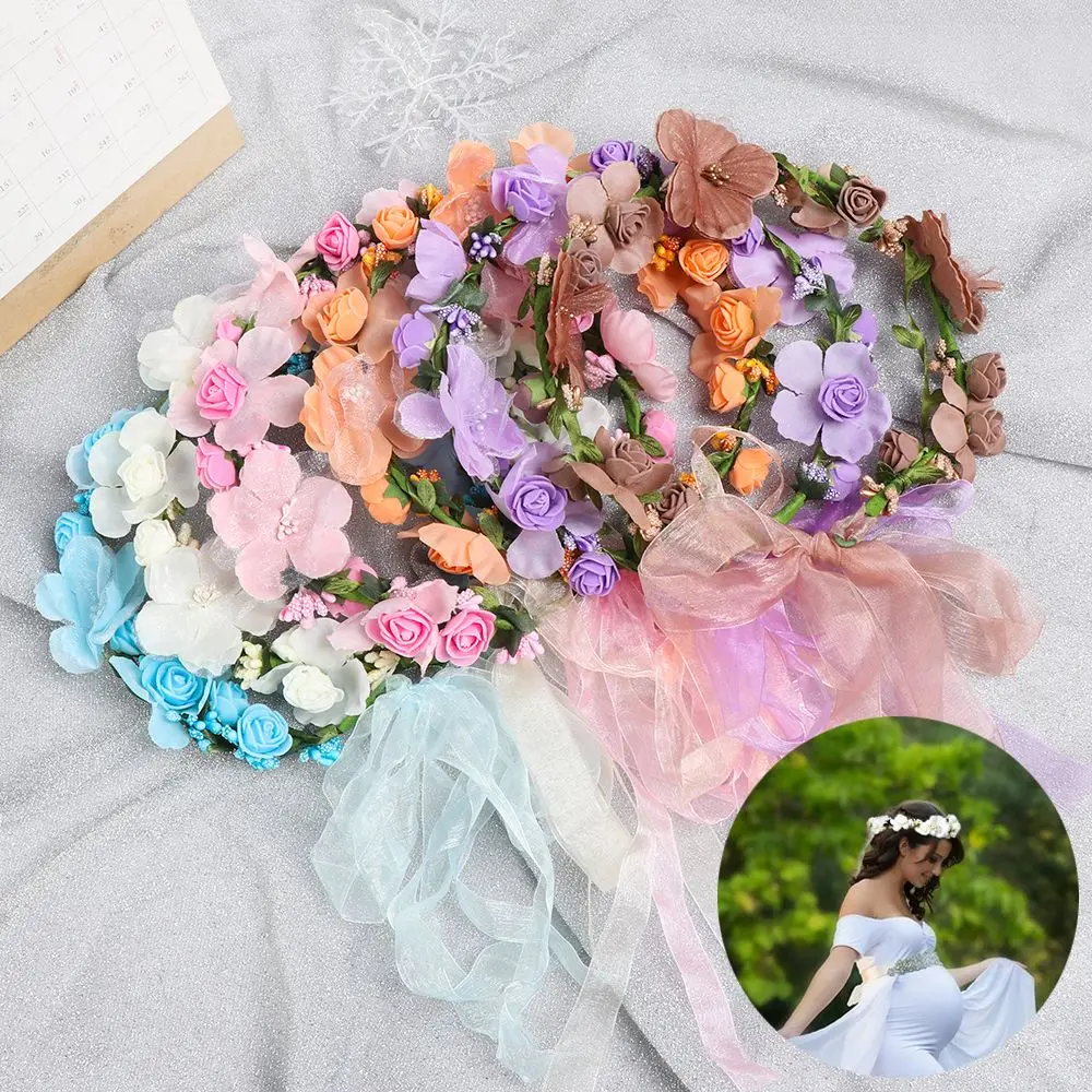 Girls Decoration Hair Accessories Bride Hair Wreaths Wedding Garland Flower Hairband Crown Forehead Hair Band