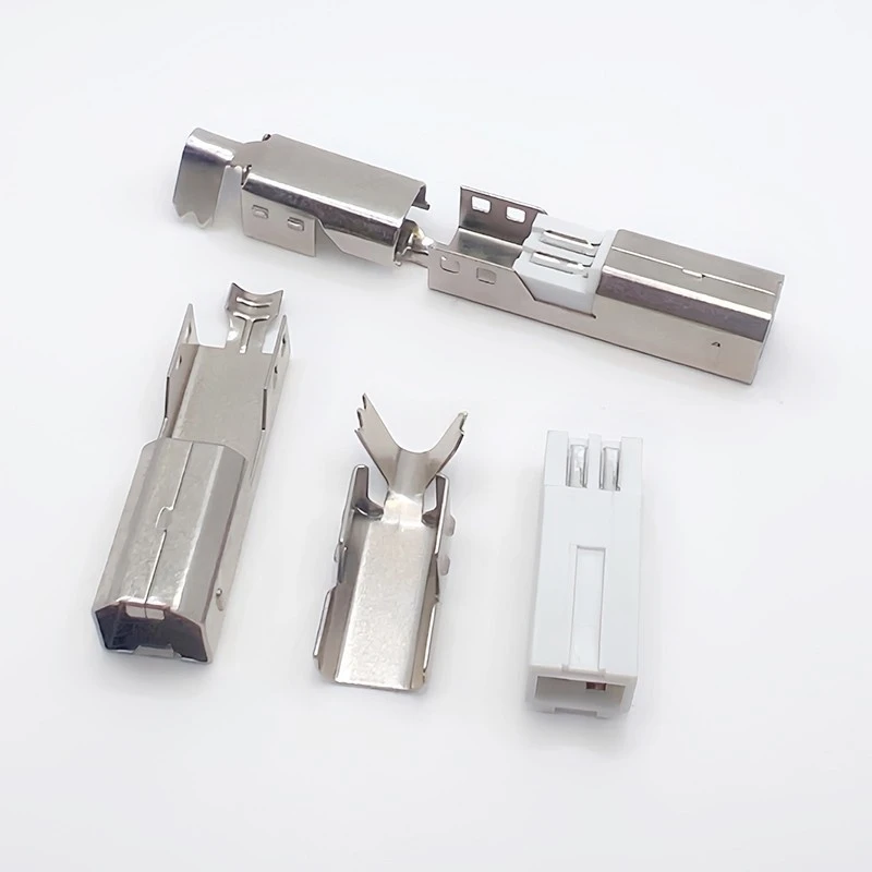 

10Sets Gold-plated BM three-piece male, square port printer data cable plug B-type soldering wire USB2.0 three-piece interface