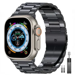 Pulseira de metal para Apple Watch Band, Pulseira de aço inoxidável, iWatch Ultra 10, 9, 8, 7, 6, 5, SE, 49mm, 46mm, 42mm, 45mm, 41 milímetros