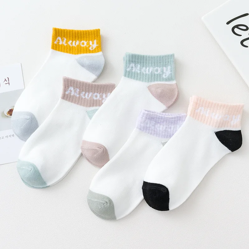 5 Pairs/Lot Women Cotton Ankle Socks Fun Cute Casual Boat Sock Suit Spring Summer Autumn Fruit Stripes Stars Cat Low Cut Waist