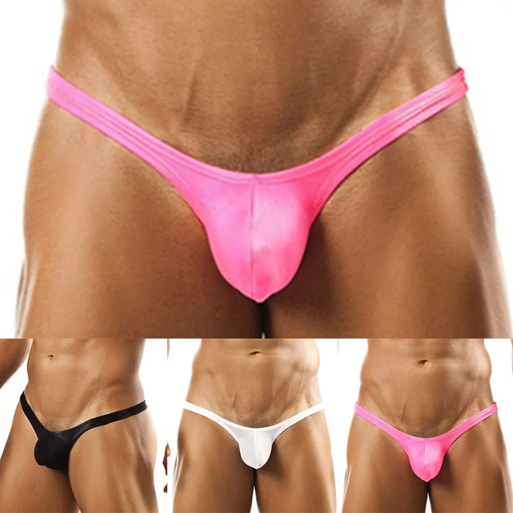 Sexy Solid Colour Low Rise Underwear U-Convex Thong Panties For Men image 6