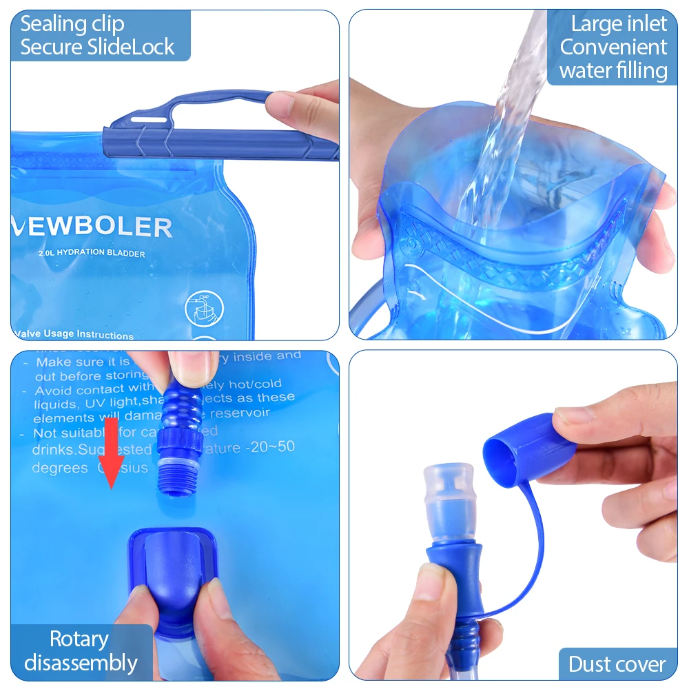 NEWBOLER Wasserbeutel Reservoir Wassernachfüllbeutel Aufbewahrungsbeutel Ohne Bisphenol 1L 1,5L 2L 3L Lauf-Sport-Tankrucksack – Detail 12