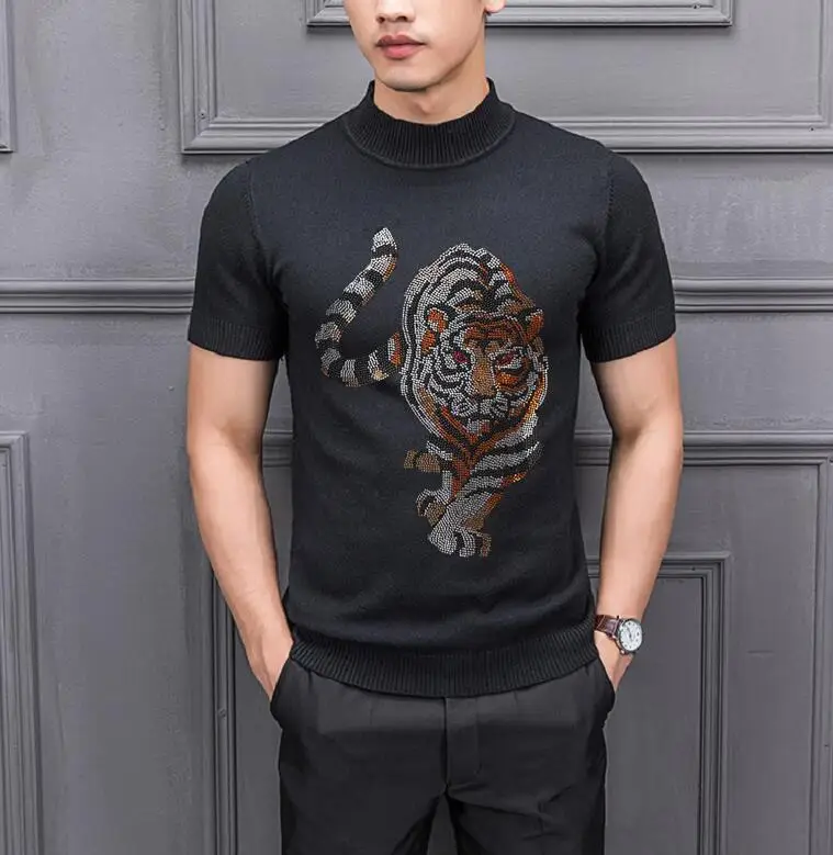 

New Youth man drop shipping Streetwear Clothes Designer Rhinestone Pullover sweater