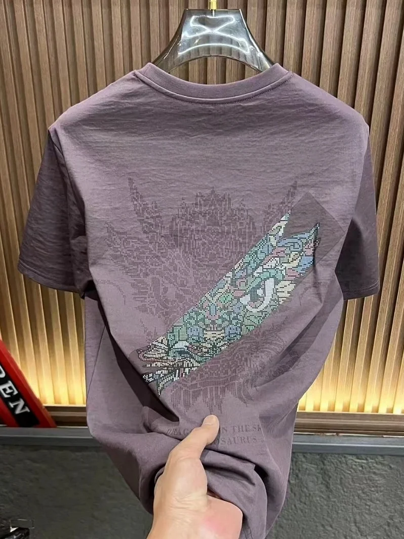 

High Quali Linen round Ne T-irt ort Sve Personali Faion Trend Versatile Lightweight Luxury Sensation Summer