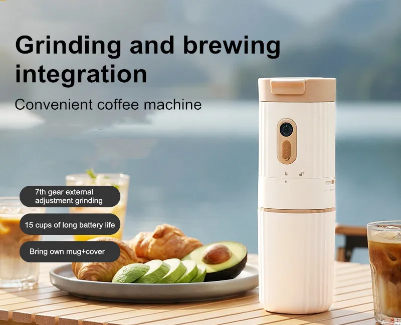 Portable Espresso Machine Mini, 3-in-1 Coffee Maker with Grinder, Handpresso Travel Coffee Cup for Camping/Office, USB Rechargea - view 3