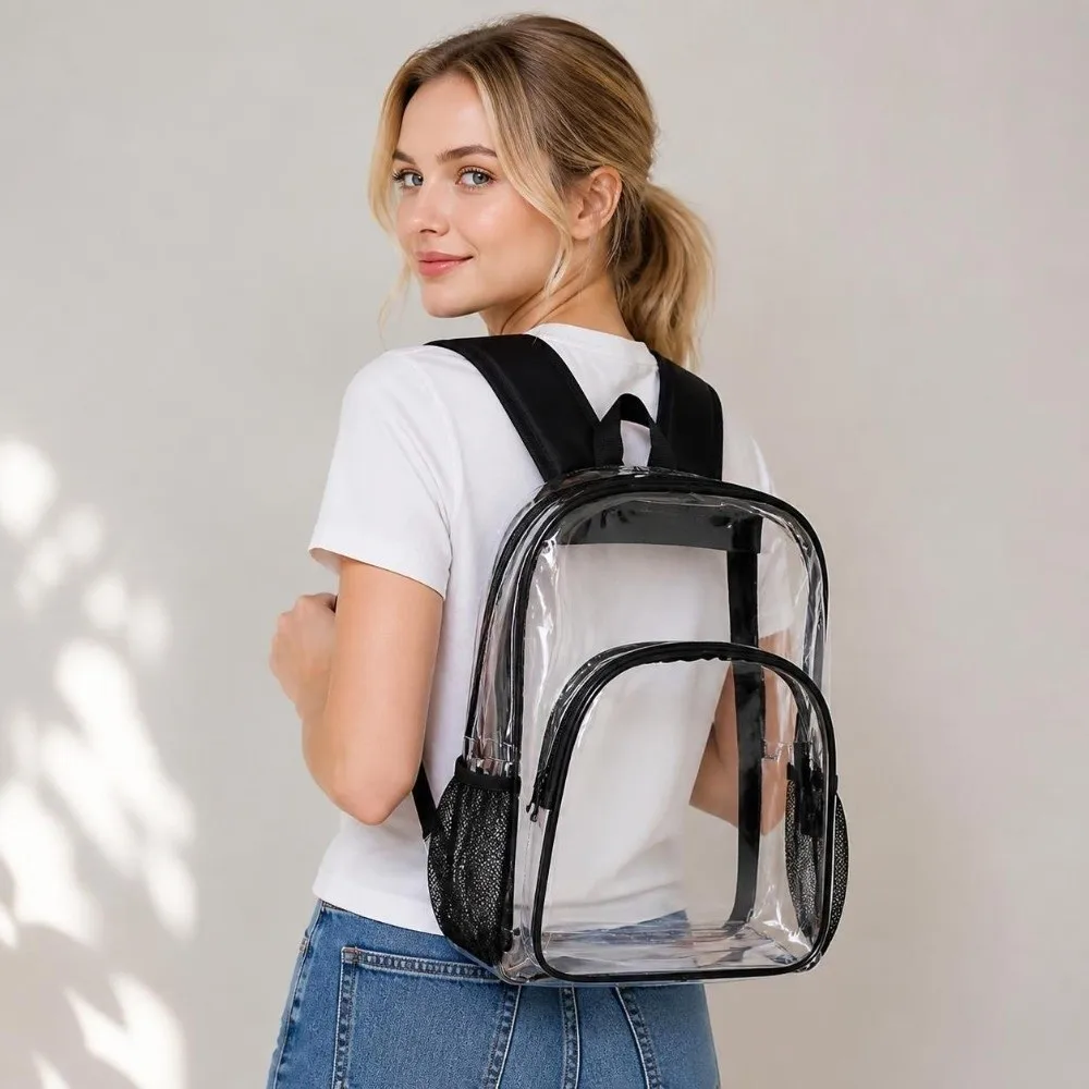 Fashion PVC Transparent Backpack Waterproof Large Capacity Visible Backpack Fitness Knapsack Outdoor