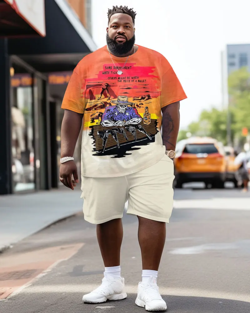 Biggmans L-9Xl Plus Size per abbigliamento scheletro da uomo modello di stampa viola pantaloncini a maniche corte t-shirt cartone animato grande e alto