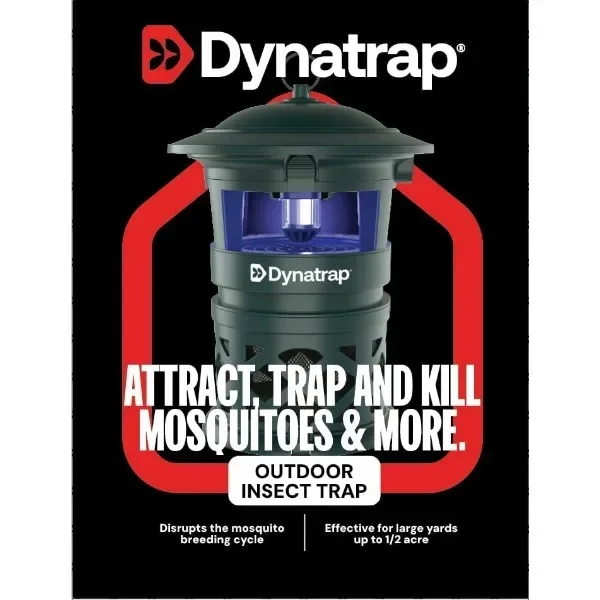 DynaTrap DT1130-GRSR Armadilha e assassina ao ar livre para mosquitos e insetos voadores de 1/2 Acre – Mata mosquitos, moscas, vespas, mosquitos