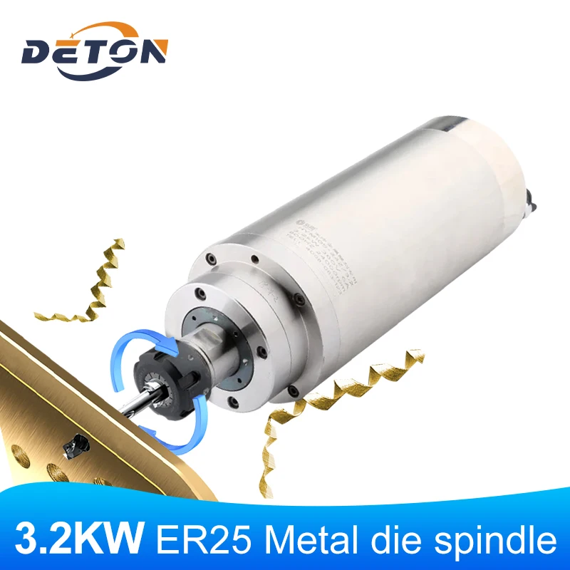 

380v 3.2kw ER20 Collet Spindle Motor Water-cooled Bullet Metal Working Ceramic ER25 Bearings 4 Engraving Machine Accessories