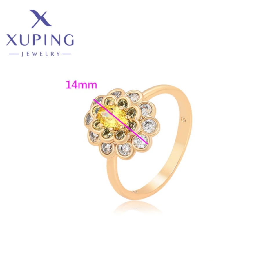 Xuping Jewelry New Arrival Trendy Exquisite Simple Zircon Gold Color Rings for Women Wedding Birthday Girl Party Gift X000448838