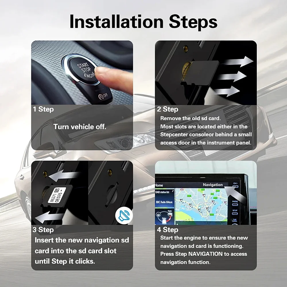 For Mazda 2/3/6/CX3/CX5/CX9/MX5 Car Sat Navi Card Upgrade GPS Map Data Europa Europe UK Map Navigation SD Card