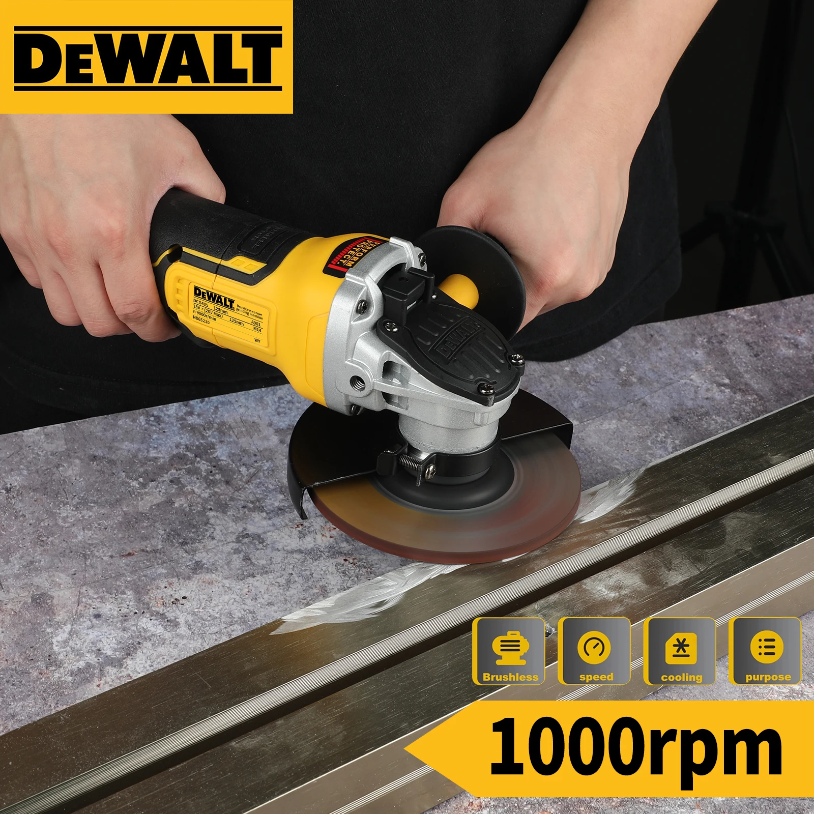 18V Brushless Electric Angle Grinder 125mm High Torque Cordless Grinder for Metal Cutting Wood Grinding