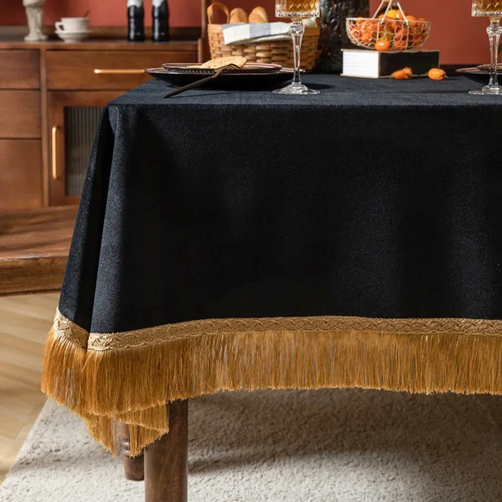 

Elegant And Sophisticated Dining Table European Tassel Tablecloth Elegant Table Cover Wrinkle-resistant Easy To Clean