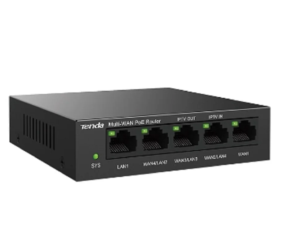 Tenda G0-5G-PoE switch and access controller integrated. Dedicated 4 PoE+ ports for PoE supported devices