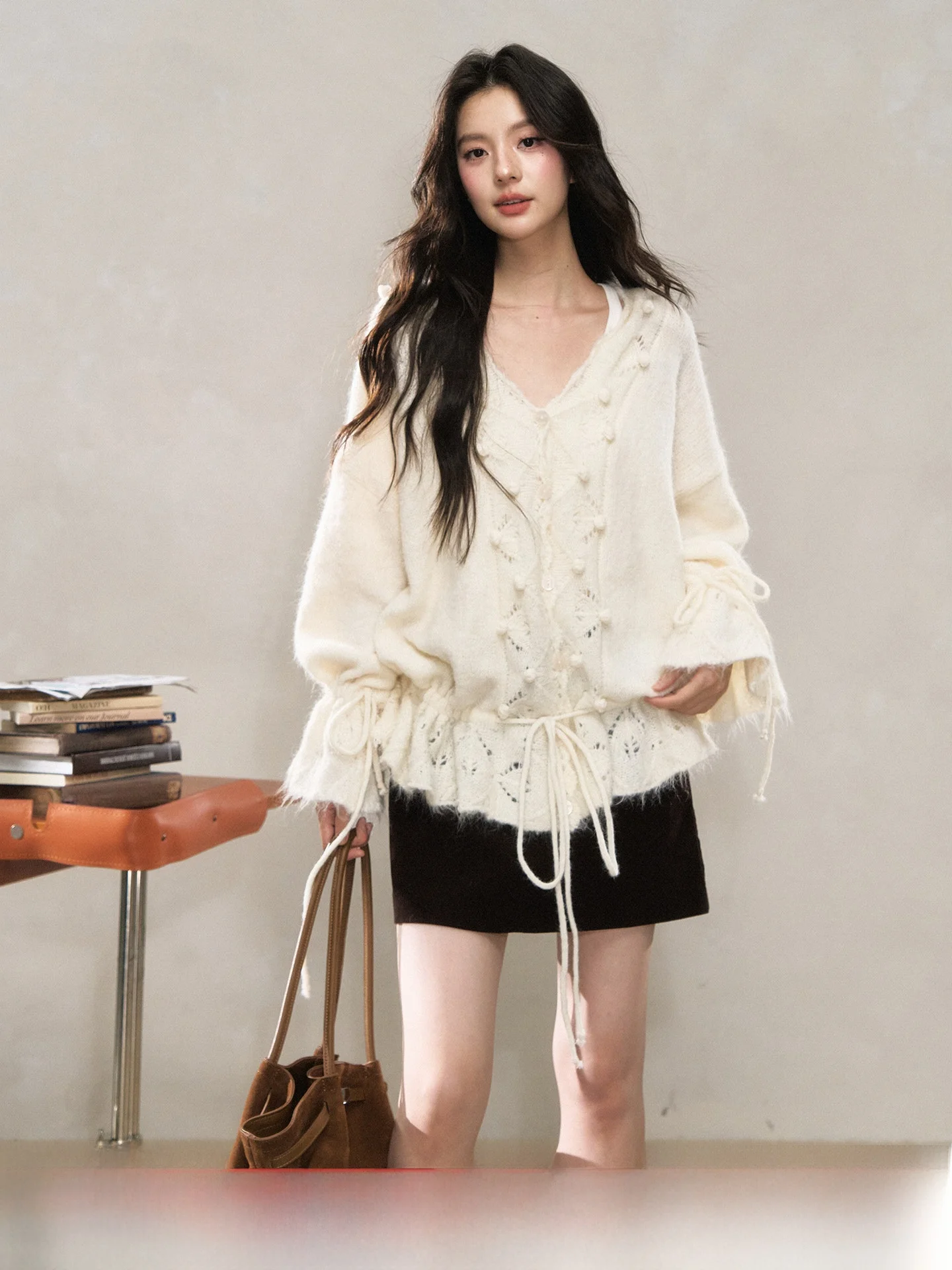 

Вязаный кардиган Laid-ba Sle для женщин, свободный крой, повседневный, ранняя осень, новая модная коллекция, красивый топ, цвет Wildberry