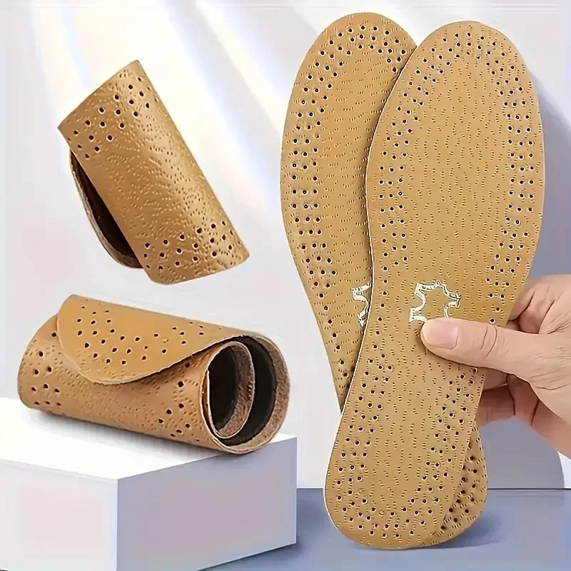 

Leather Insoles For Shoes Men Women Breathable Cowhide Shoe Pads Shock Absorption Cushion Sneakers Sole Insert Insole