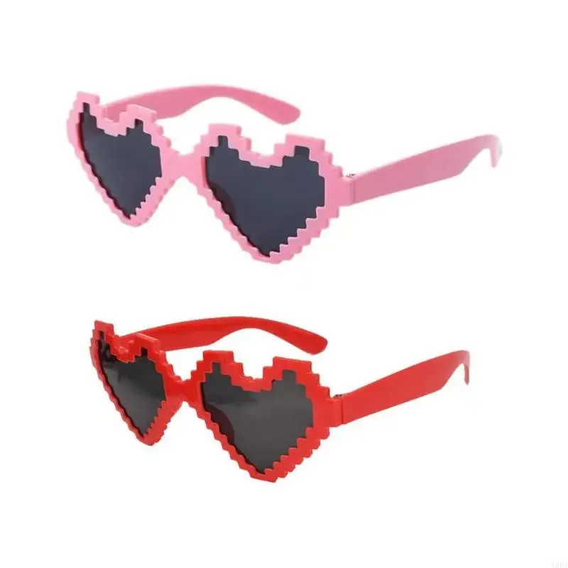 

Y88A Carnivals вечеринка Pixel Heart Rame Солнцезащитные очки модные солнцезащитные очки взрослые рождественские кемпинг