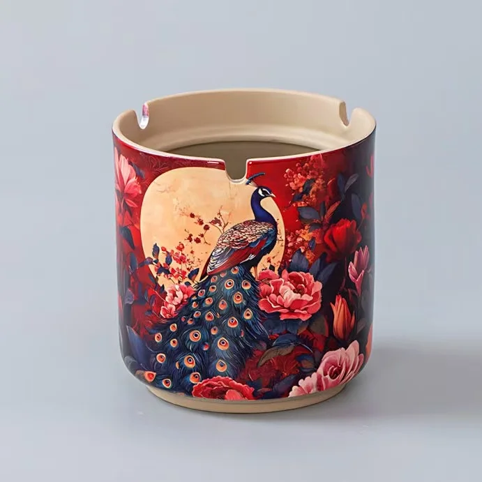 

Straight Coarse Clay Ashtray Retro Chinese Style Creative Smoking Ash Container, Practical Table Ornament for Home & Offic