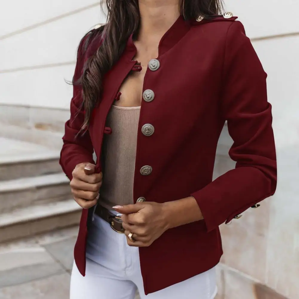 Office Lady Blazer All Match Blazer Autumn And Winter Women's Solid Color Button Long Sleeved Slim Fitting Short Jacket Suit