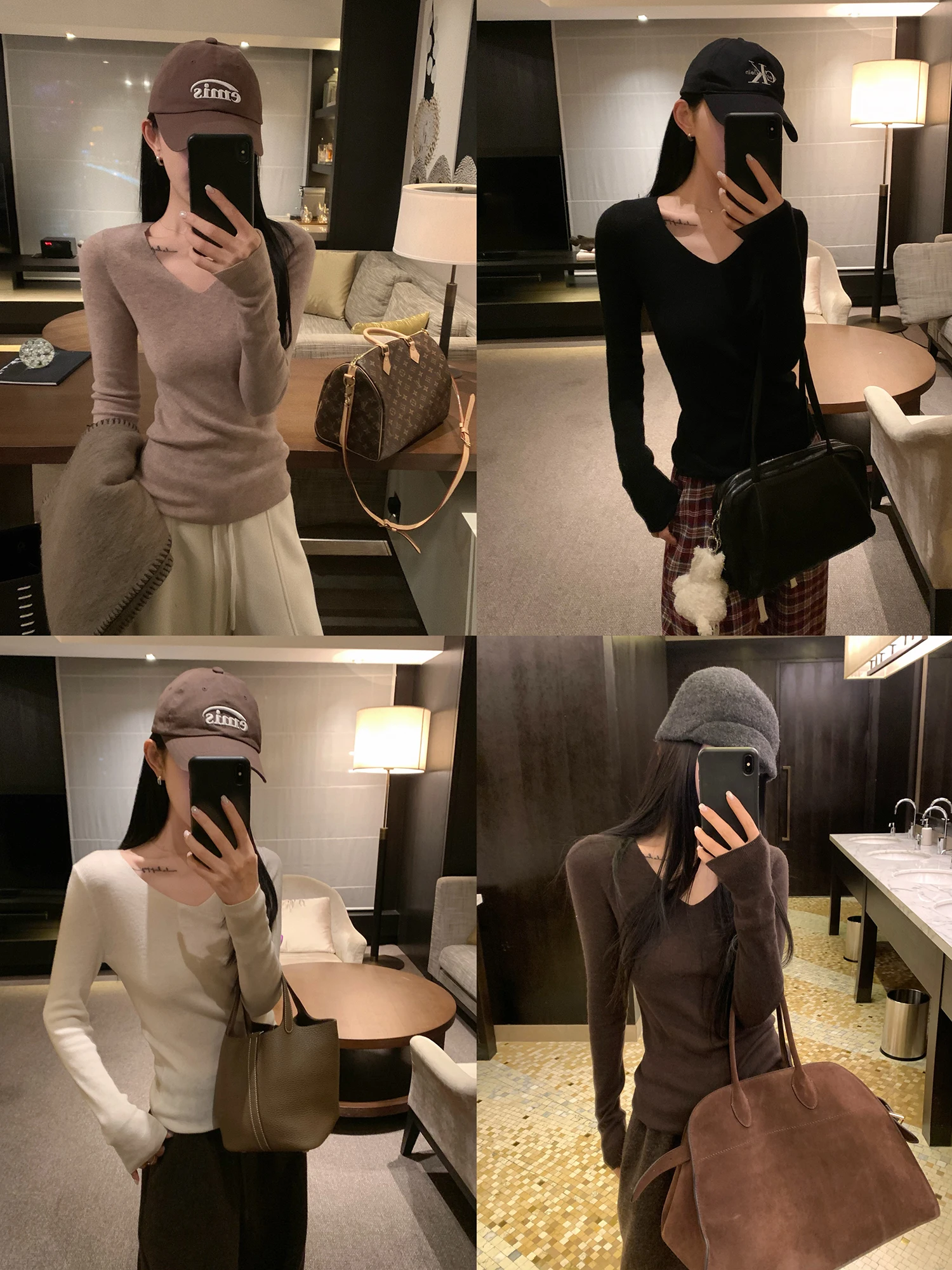 

Slim Fit V-Ne Wool Knit Base Layer Comfortable Soft Australian 00 Beautiful Merino Ladies Inner Wear Commute Sle Long Sl...