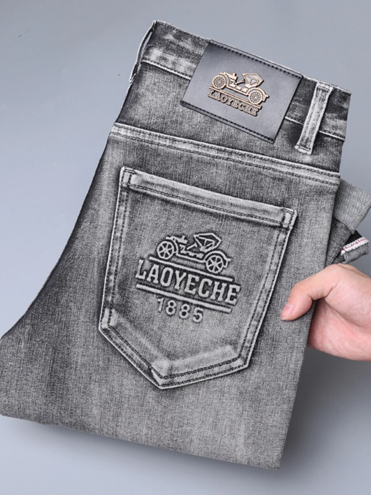 

Мужские повседневные джинсы из хлопка со средней посадкой, эластичные, молодежные, для делового и повседневного стиля, осенние, длинные брюки