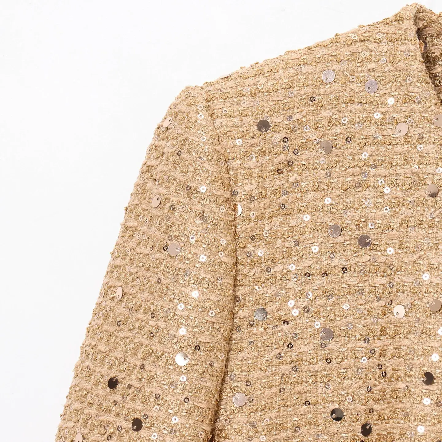 ผู้หญิง SHINY Sequined เสื้อแจ็คเก็ตเข็มขัดหลวมลูกเรือคอยาวแขนยาว COMMUTER SINGLE Breasted Coat ฤดูใบไม้ผลิฤดูร้อนใหม่ CHIC TOP