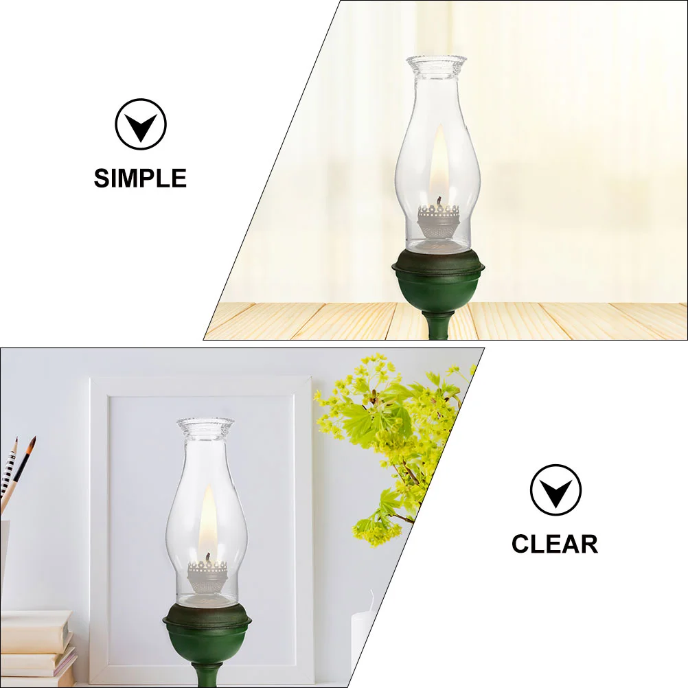 Lámpara de aceite transparente de queroseno, 2 piezas, linterna de chimenea a prueba de viento, sombra de Camping, tubo fluorescente, luces de vidrio