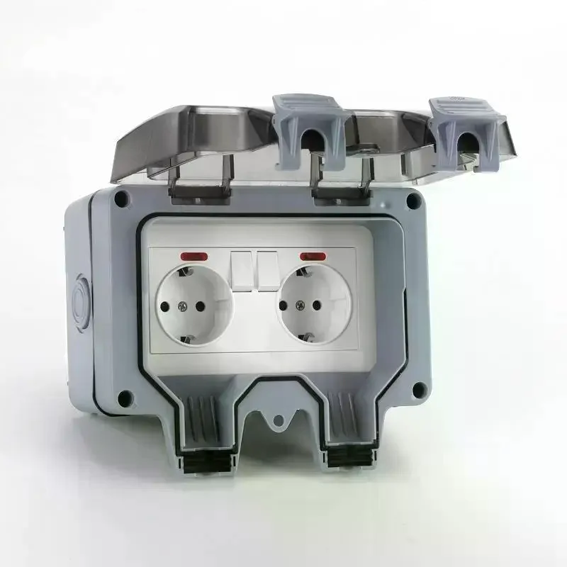IP66 Waterproof Dustproof Box, Outdoor Switched Power Socket, Power Socket Box Suitable For Outdoor Gardens Home Bathroom