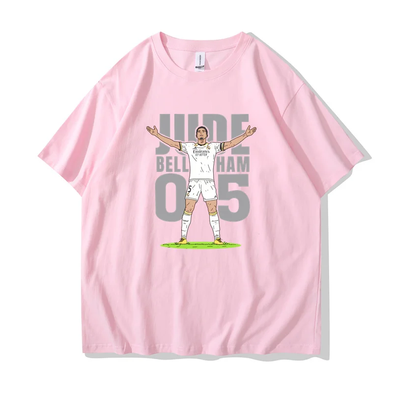 بيلينجن تحتفل بشعار الحركة ، تي شيرت بأكمام قصيرة لعشاق مدريد الحقيقيين ، الاحتفال برقبة الطاقم الصيفية ، فريق إنجلترا