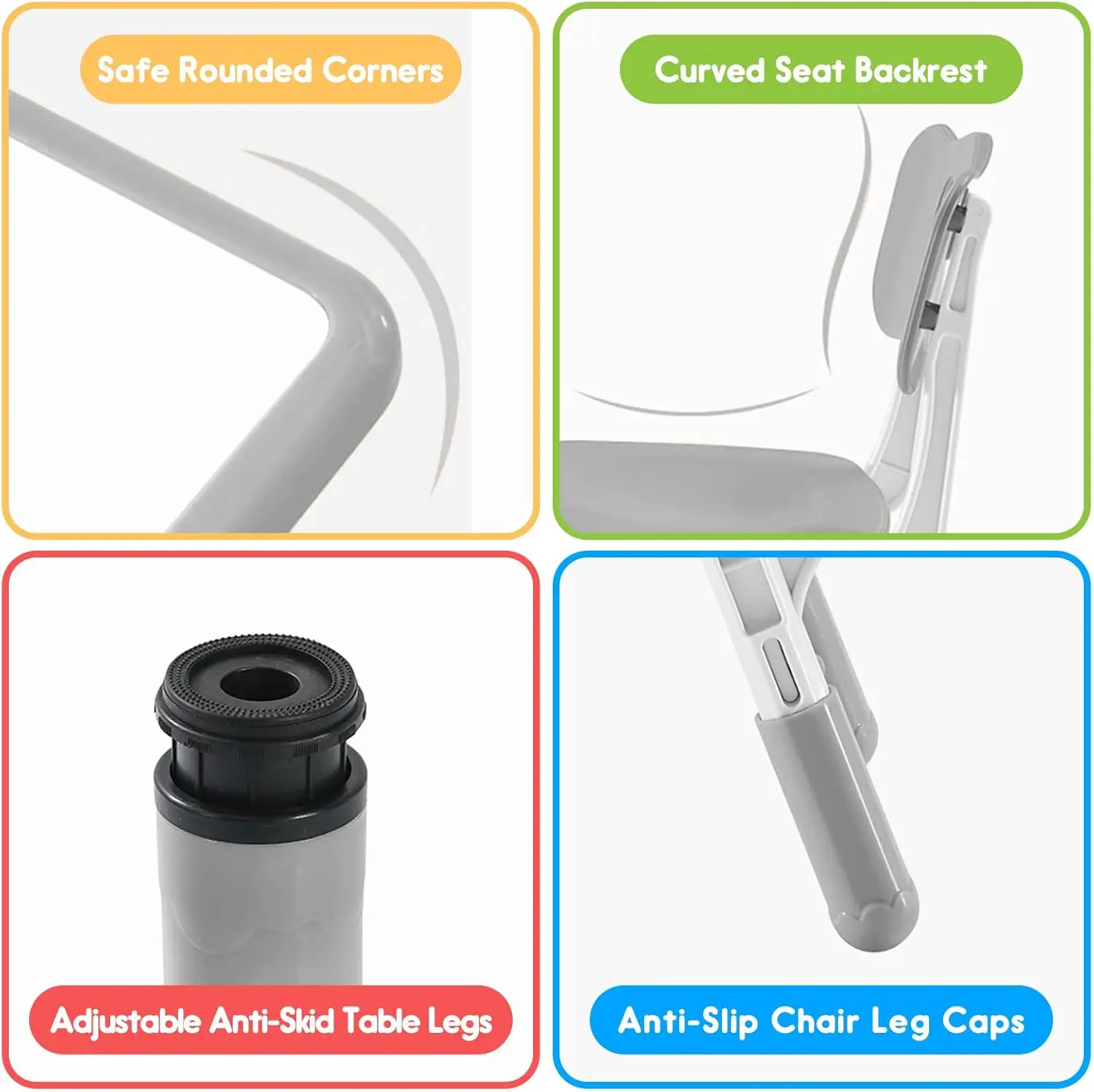 Table and Chair, Toddler Table and Chair Set, Adjustable Kids Table, Non-Slip Table Legs&Organizer, Graffiti Desktop, Suitable f