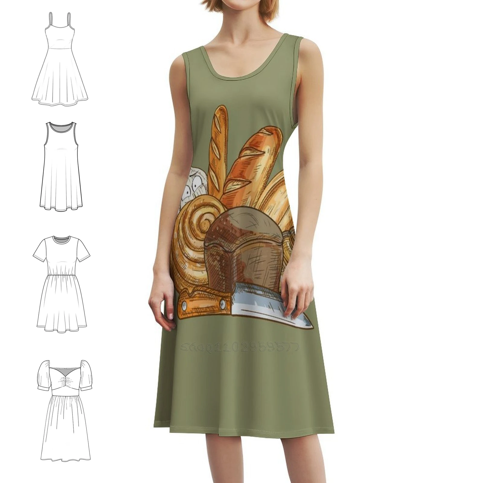 فستان قصير على طراز الثوم الخبز Preppy للنساء على شكل حرف a فضفاض مناسب فستان يوم غير رسمي خبز الثوم خبز الثوم مضحك الثوم الإناث #1