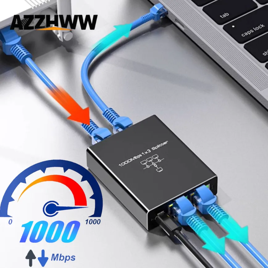 

1000 Мбит/с RJ45 Разветвитель 1–3 Gigabit Ethernet-адаптер Lan Разъем-переключатель Соединитель для кабеля Cat8/7/6/5e ПК Ноутбук ТВ-приставка и т. д.