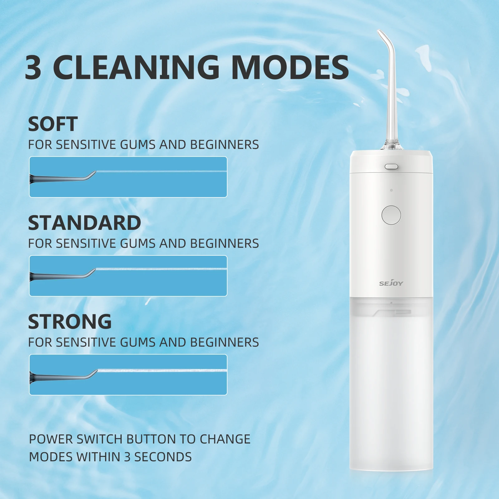 SEJOY جهاز ري الفم الكهربائي جهاز تنظيف الأسنان بالماء للأسنان جهاز ري الفم المحمول القابل لإعادة الشحن منظف الأسنان المحمول