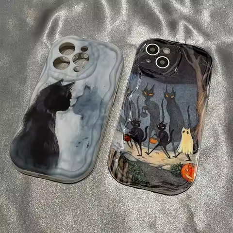 Black Cat Case For Infinix Hot 50i 40i 50 30i 20i 12 30 9 Play Note 40 Pro Zero 40 30 4G GT 20 Pro Smart 9 8 7 6 TECNO CAMON 30