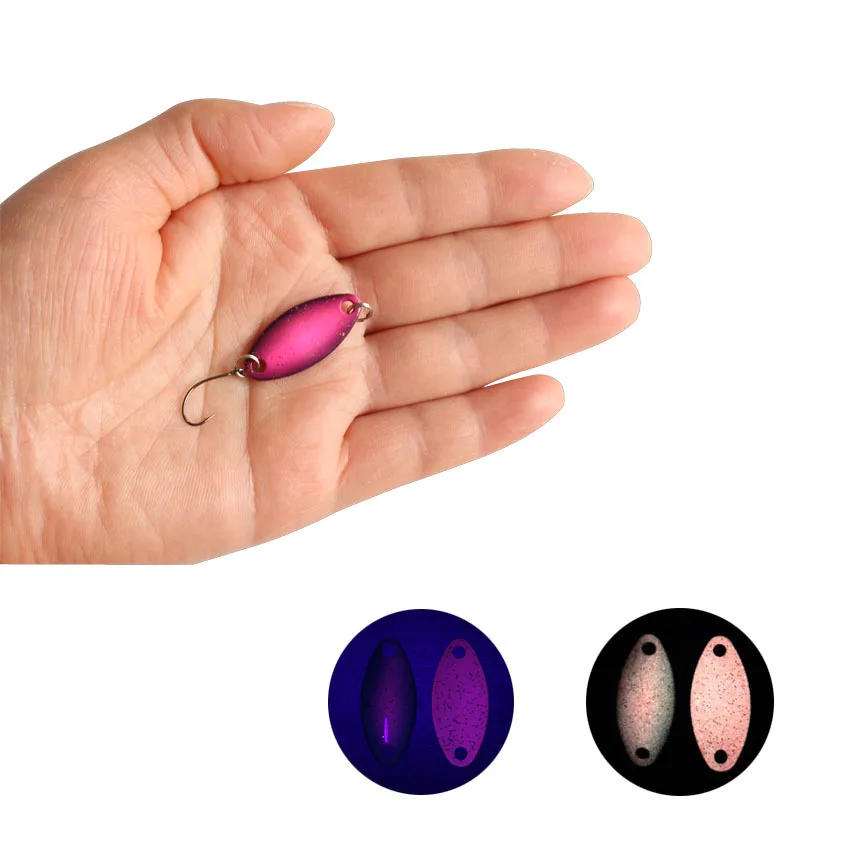 Cebo cuchara UV luminoso giratorio cobre para lubina y trucha - imagen 3