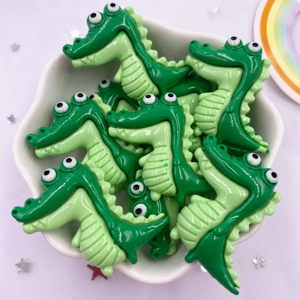 Colorful Cute Resin Cartoon Big Crocodile Flatback Cabochon Stone Scrapbook Craft 10pcs DIY Accessory Decor Home Figurine