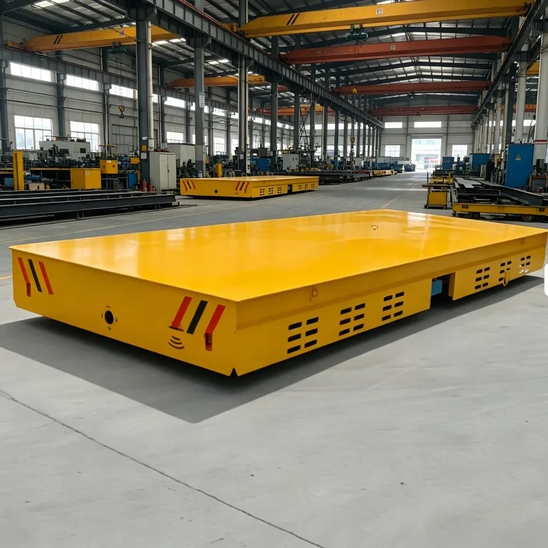 AGV Electric Transfer Trolley 5/10/20/30 Ton Rechargeable Battery Trackless Steerable Flat Mold Turntable Cart for Factory Wareh