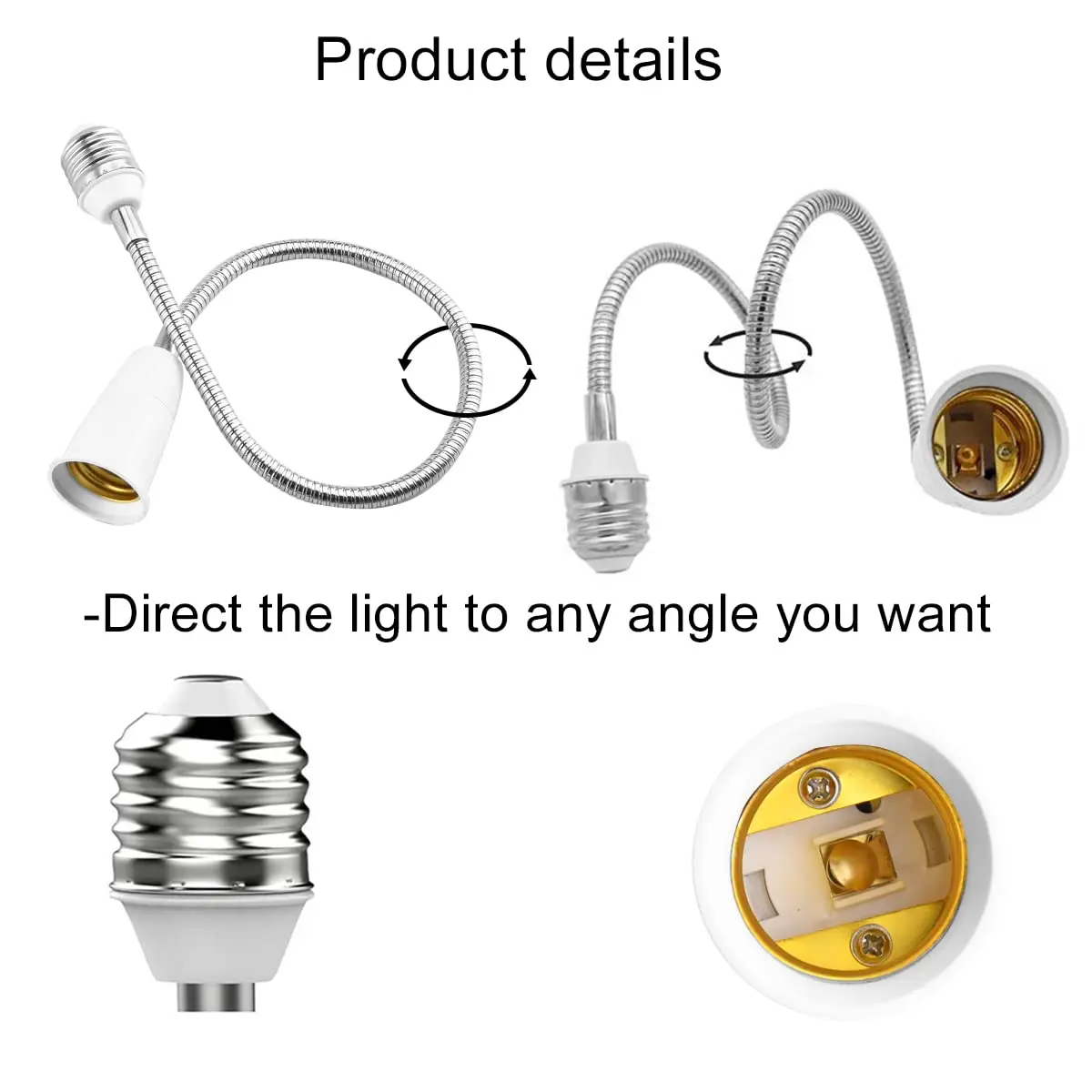 Base do conversor do suporte da lâmpada, E27, E27-E27, Conversor de parafuso, Extensão de mangueira, LED, Conversão universal