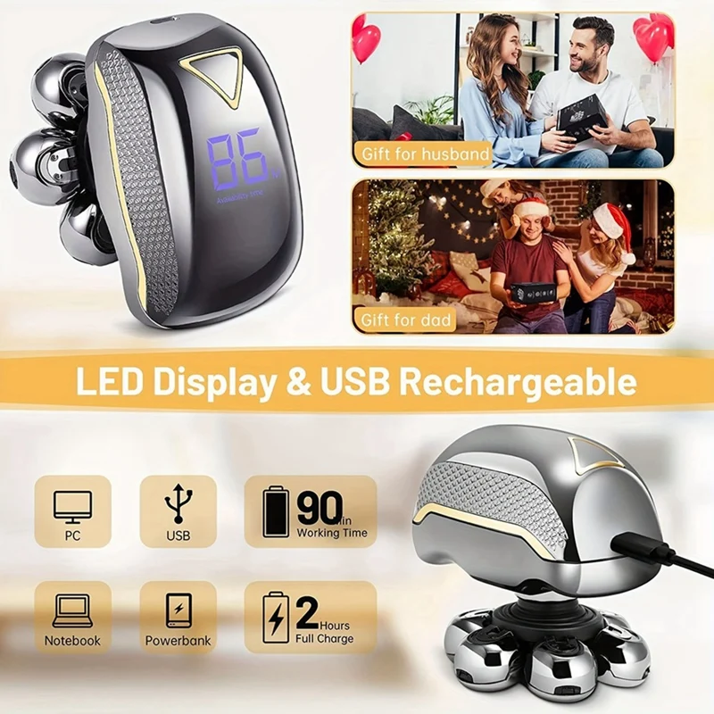 6 in 1 testine elettriche da uomo rasoio ricaricabile senza fili per rasatura dei capelli per uomo calvo impermeabile rasoio per barba asciutto e bagnato