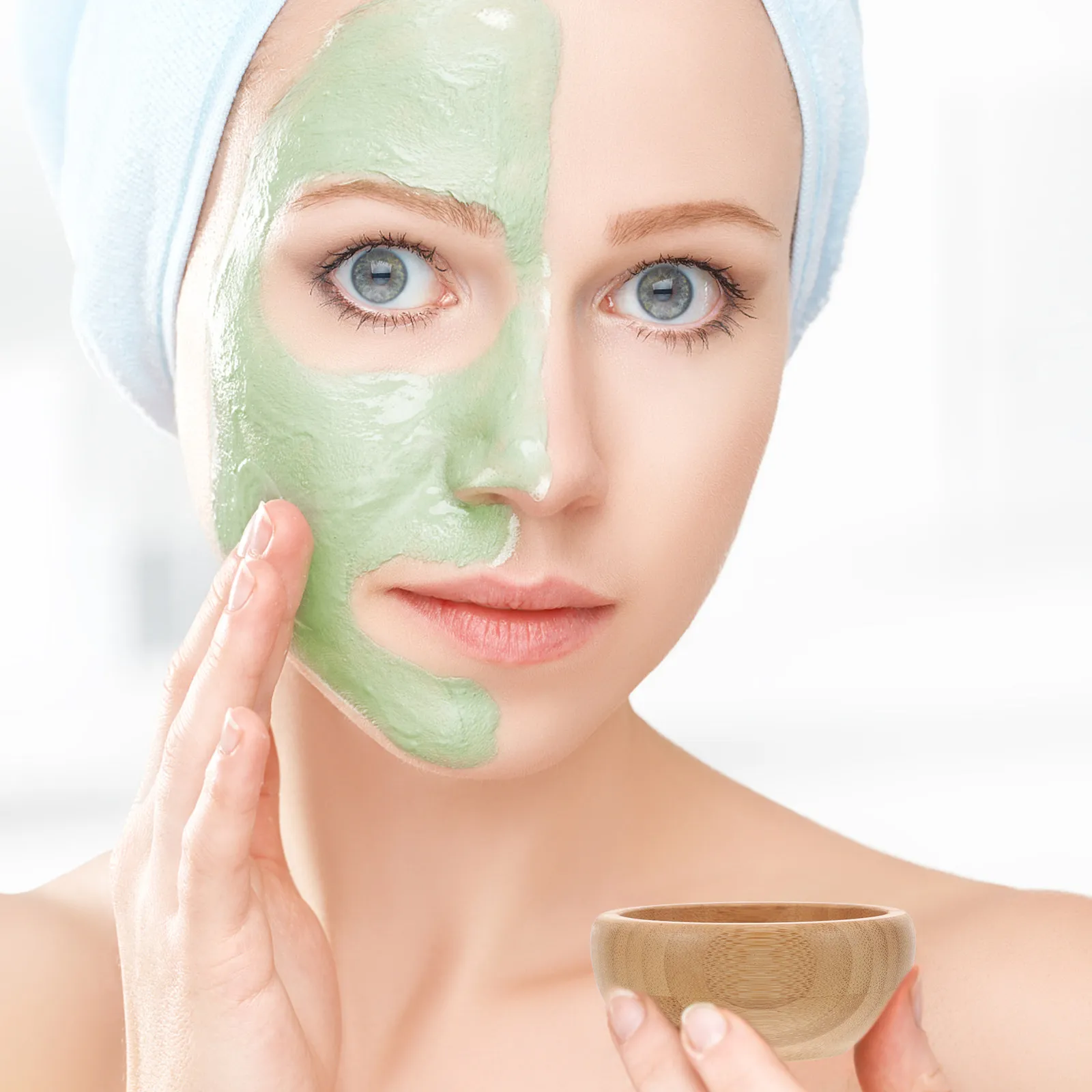 Juego de 4 piezas de cuencos para mascarillas faciales, ligero y portátil, accesorio de salón de belleza, herramienta para mezclar mascarillas DIY, cuenco de madera, brocha y espátula