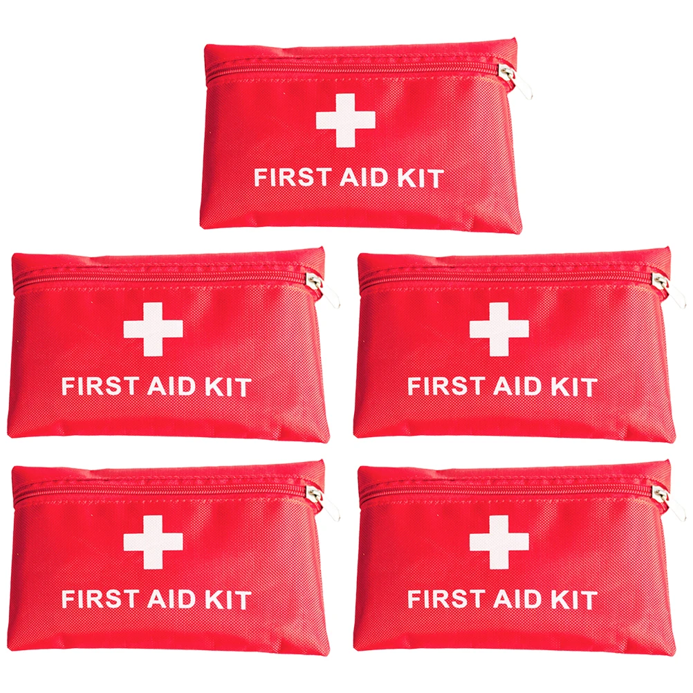 

5pcs Emergency Medicine Pack Case Red Portable Mini Storage Bag Travel Outdoor Camping Hiking Health Care