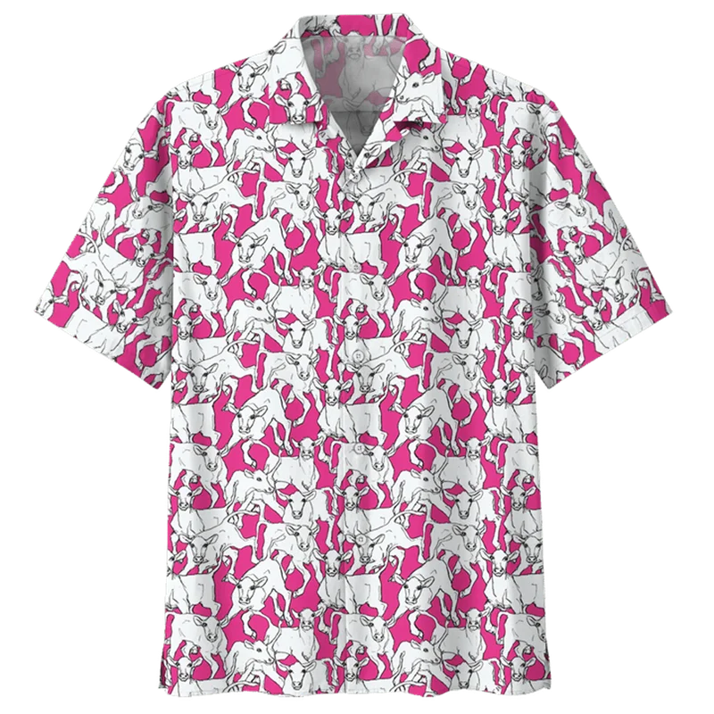 Camisa de manga curta havaiana masculina, desenho animado, camisa estampada 3D vaca, streetwear vintage casual, blusa da moda masculina, verão