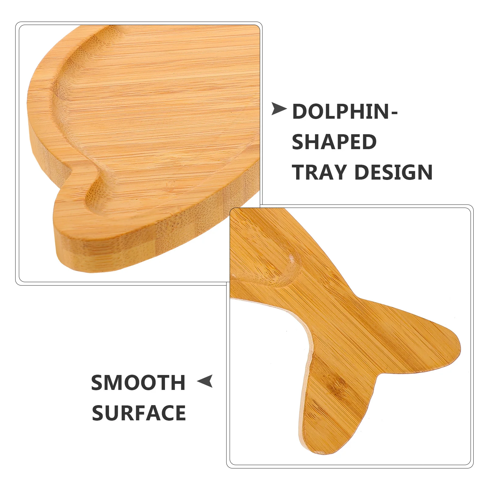 

Bamboo Snack Tray with Dolphin Shape Large Capacity Serving Plate for Desserts Nuts Ideal Home Kitchen Storage Solution