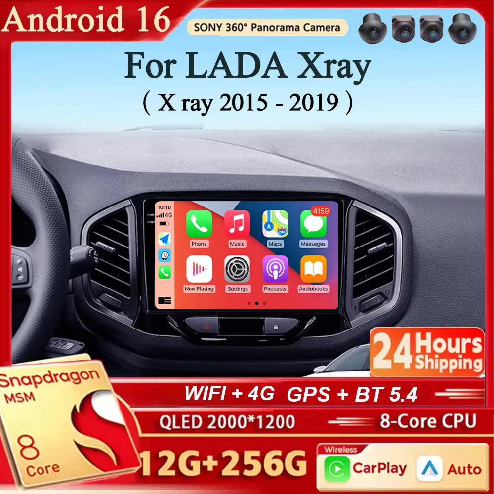 Android 16 Carplay&Auto Car Radio Navigation Multimedia Stereo Player QLED 4G For LADA Xray X ray 2015 - 2019