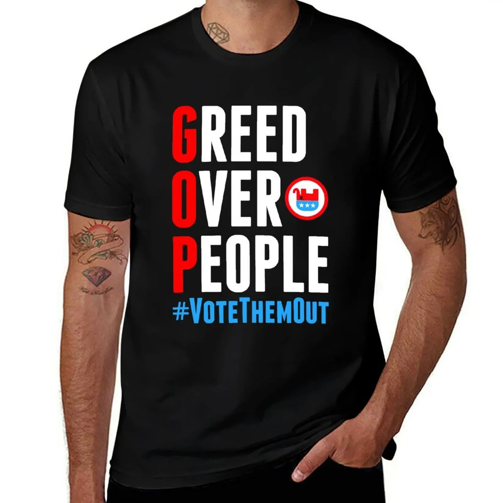 GOP - T-shirt Greed Over People, t-shirt décontracté pour le travail