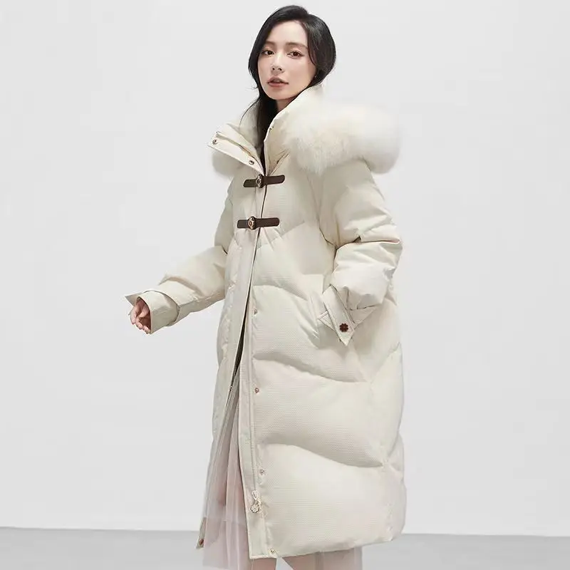 Winter Women's Down Cotton Jacket Windproof Commuting Long Jacket