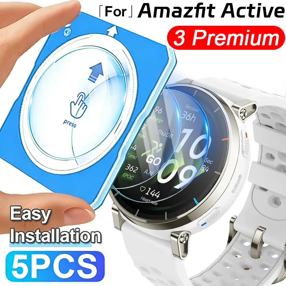 Tempered Glass for Amazfit Active 3 Premium Smartwatch HD Clear  Anti-Scratch Screen Protectors Film With Tool Easy Install Kit