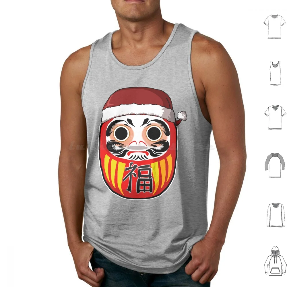 Daruma!! Tank Tops Vest Sleeveless Daruma Luckycharm Luck Santa Christmas Redbeard Japan Konnichiwa Xo Cool New Kanji Japanese