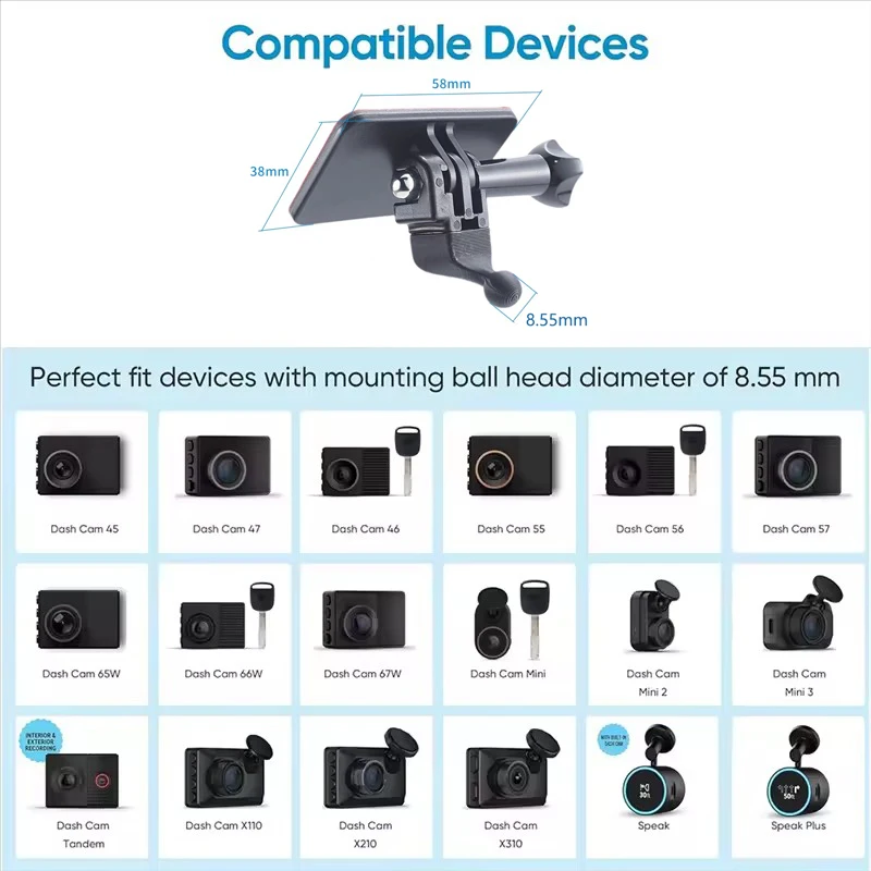 For Garmin For Dash Cam Mount Low Profile Adhesive Mini 2 Mini 3/45/46/47/55/56/57/65W/66W/67W/X110
